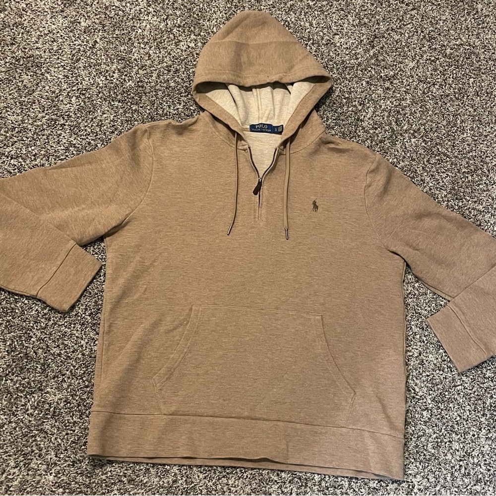 Polo Ralph Lauren 3/4 zip hoodie. Double knit mesh luxury fabric. Men’s Large